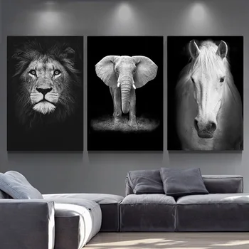 12 Stilių Gyvūnų Drobės Tapybos Liūtas, Dramblys Elnias Zebra Plakatai ir Spausdina Sienos Nuotraukas, gyvenamojo Kambario, Apdaila, Namų Dekoro