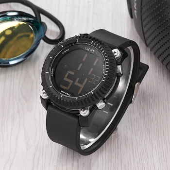 Mados Elektroninis Skaitmeninis Vyrų Laikrodis Juodos Karinės Silikono Sporto Žiūrėti Žmogus Vandeniui Signalizacijos vertus vyrų laikrodžiai