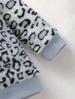 Kūdikių Žiemos Boutique Komplektus Baby Girl Long Sleeve Blue Leopard Print Viršaus Ir Kelnės Komplektus Nustatyti Nemokamas Pristatymas Merginos Šiltų Drabužių