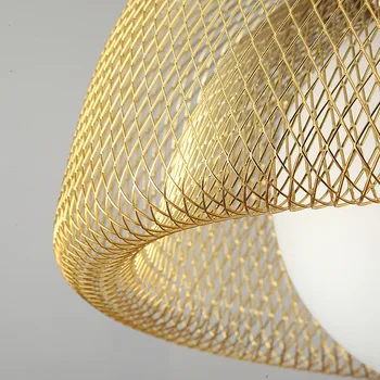 Postmodernios Dizaino Aukso Pakabukas Lempa, du kartus Geležies Grynasis Stiklo lempų gaubtų LED Šiaurės Lovos Pusėje Kabo Lempa Lubų Pakaba Šviesos
