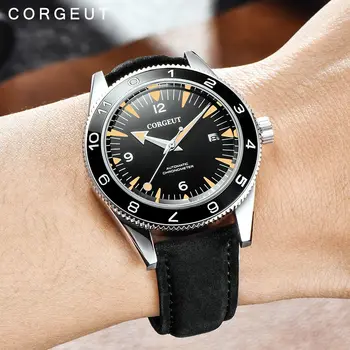 Corgeut 41mm Automatinis Mechaninis laikrodis Vyrams Prabanga Karinės 007 Laikrodis Nailono Diržas Šviesos Vandeniui Kalendorius Vyrų Laikrodis