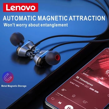 Lenovo HE08 Dual Dinaminių Belaidžių Nackband Ausinių 4 Vairuotojo Metalo HIFI Stereo Ausines Su Mic Ilgai Žaisti