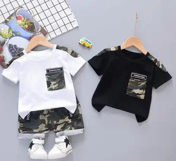 BibiCola 2020 drabužiai tiktų vaikams, kūdikių berniukų vasaros drabužių rinkiniai medvilnės vaikai kaklaraištis džentelmenas komplektus drabužių rinkinys, kombinezonas