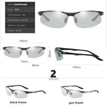 Coolpandas Vairavimo Photochromic Poliarizuoti Akiniai nuo saulės Vyrams Aliuminio Dieną, Naktinio Matymo Akiniai, Saulės akiniai oculos de sol masculino