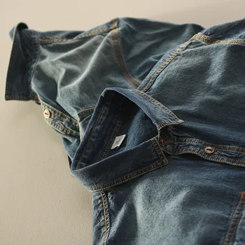 Vyrų klasikinis šviesos retro ilgomis rankovėmis marškinėliai Verslo atsitiktinis džinsinio marškinėliai aukštos kokybės Slim-fit cotton top 2020 Keturis sezonus naujas