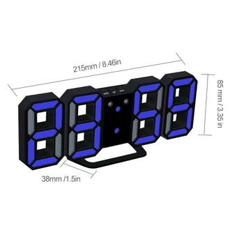 Reguliuojamas 24/12 Valandų Rodymo Žiūrėti Signalizacijos LED Skaitmeninis Laikrodis Sienos Kabo 3D Stalo Laikrodis Kalendorius Temperatūra Ekrano Ryškumas