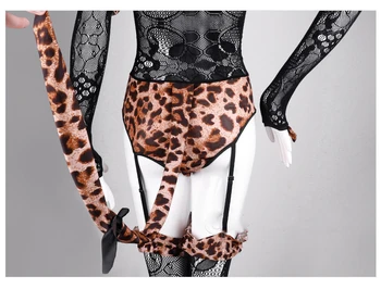 Seksualus, moterų keliaraištis vienodas pagundai leopard jumpsuit derinys Seksualinio Partnerio Mėgstamą Seksualus Moterų Kojinės, Petnešos