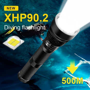 XHP90.2 Galingi LED Nardymas Žibintuvėlis Ryškiausių 48W po vandeniu 500M Fakelas IPX8 Vandeniui Profesionalių Nardymo Žibinto Lemputė