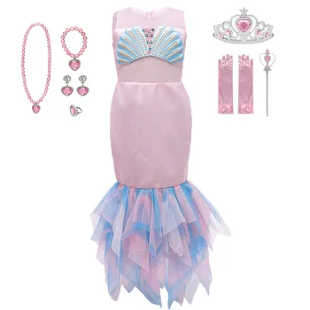 Undinėlė Ariel Princesė Mergina Dress Cosplay Kostiumai Vaikams Helovinas Fancy Kostiumai Vaikams, Karnavaliniai Šalies Drabužių Vasaros Dress Up
