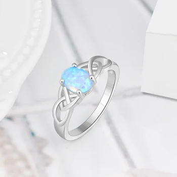925 Sterlingas Sidabro Ovalo formos Mėlynas Opalas Žiedas Derliaus Pintas Žiedas, Vestuvių, Sužadėtuvių Žiedai Moterims Fine Jewelry (Sam Hub Fong)