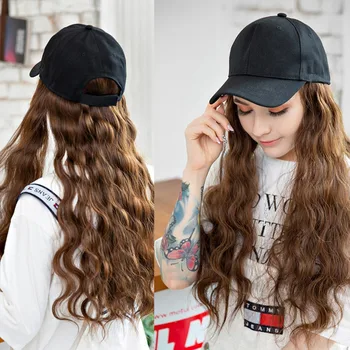 Reguliuojamas Beisbolo Kepurę Žmogus Moterų Ilgą Peruką Garbanos Plaukų Juokinga Kepurės Unisex Suvenyrinius Beisbolo kepuraitę