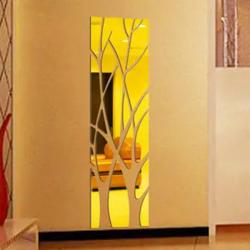 Veidrodis Stiliaus Akrilo Decal 3D Medžio Dailės Freskos Siena Lipdukas Home Hotel Dekoras