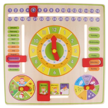 Mediniai Kasdien Pažinimo Kalendorius Laikrodis Kabo Lenta Vaikai Ankstyvojo Ugdymo Žaislas, skirtas Ikimokyklinio Baigimo Klases Mokyklose