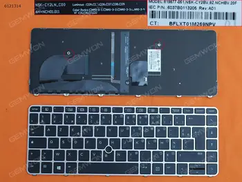 Prancūzijos AZERTY Naujas Pakeitimas Klaviatūra HP EliteBook 745 G3 840 G3 848 G3 Sidabrinė Rėmas Juodas Raktas su Apšvietimu & Rodykle