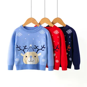 2020 Naujas Rudens/žiemos Apvalios Kaklo Megztinis Megztinis Baby Girl Žiemos Drabužių Berniukas Megztinis Kalėdų Snaigės Elnias Merginos Megztinis