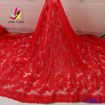 Blizgučiai Audiniai Aukštosios Mados Didelis Raudonos Spalvos Seka Siuvinėjimo Gėlių Elegantiškas Prancūzų Aukštos Kokybės Vestuvių Suknelė Dizainą, Naujausias