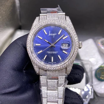 Karšto pardavimo ledo iš prabangos prekės Rolex laikrodis su rėmo vyrų automatinė savarankiškai likvidavimo judėjimo Ulonas dial nemokamas pristatymas