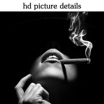 Elegantiška Panele Sienos Meno Tapybos Drobės Plakatas ir Spausdina Rūkyti Cigarų Moterų Nuotrauką Drobė Meno, Svetainės Namo Apdaila