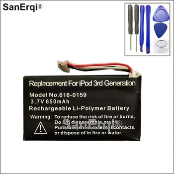 SanErqi Baterija 3.7 V 850mA Baterija, iPod 3G 3 Kartos 616-0159 Baterija su Įrankiais