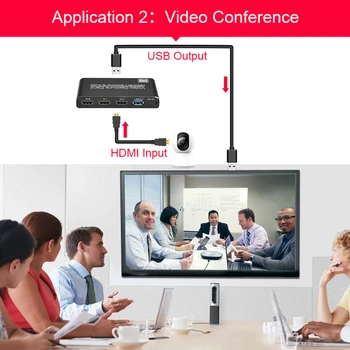 HD 1080P USB 3.0 HDMI Video Capture Card 2X1 Linijos HDMI 4K & MIC+Audio Capture stalo Žaidimas Įrašo Transliacija Vietos Ciklas