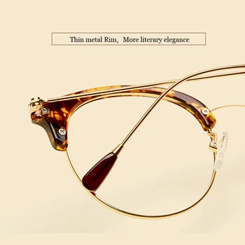 Retro mados Apvalūs Akiniai Rėmeliai, skirti Moterų akiniai, optiniai Skaidrus Metalo Trumparegystė Recepto Kompiuterio korėjos akiniai