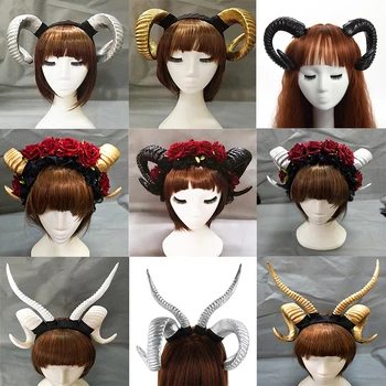 Rankų darbo Avių ragų Lankelis Hairband Aksesuaras Blogio Demonas Gothic Lolita Cosplay Helovinas Apdangalai, Atraminiai