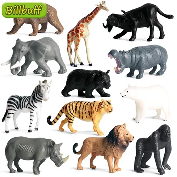 12pcs Modeliavimas Laukinių Gyvūnų Modelio Žaislas Mini Gyvūnų Liūtas, Tigras, Vištienos, Antienos Karvė Paukščių Vaikas PVC Duomenys Lėlės Žaislas vaikams Dovanų