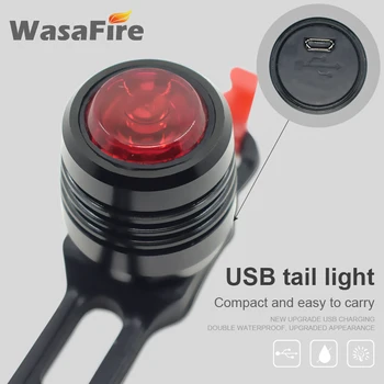 WasaFire 2vnt LED Dviračio Žibintai USB Įkrovimo Dviračių Galinis Žibintas MTB Kelių Dviratį užpakalinis žibintas Saugos Įspėjimas Dviračių Priekinių Lempų