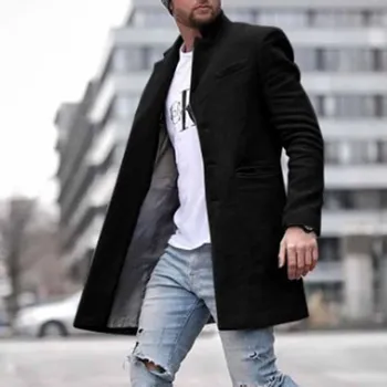 2020 m. Žiemos Vyrų Paltai Vilnonių Kietas ilgomis Rankovėmis, Švarkeliai Vyrų Paltai Streetwear Mados Ilgos Tranšėjos Viršutiniai drabužiai Plius Dydis 4XL Naujas