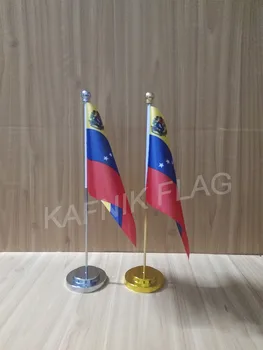 KAFNIK,Venesuela Biuro stalas stalas vėliava su aukso arba sidabro spalvos metalo stiebo pagrindo 14*21cm šalies vėliavos nemokamas pristatymas