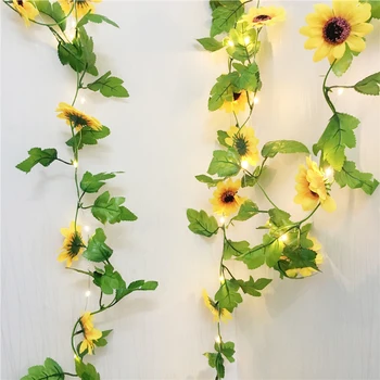 2,5 M Sun Flower Fairy Led Styginių Šviesos Dirbtiniai Augalai Vynuogių Girliandą Vario LED Lanksti Styginių Šviesos Vestuvių 