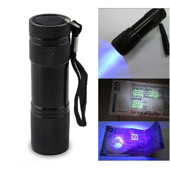 Nešiojamų 9 LED UV Žibintuvėlis Ultra Violet LED Žibintuvėlis, Avarinis Naktį, Šviesos, Lauko Kempingas Mirksinti Žibinto