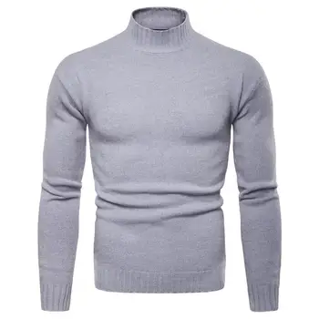 Mados 2019 m. Rudens-žiemos vyrų golfo vyrų aukštas atlošas Slim dugno marškinėliai Kieto spalvų megztiniai megztinis erkek mont YM007