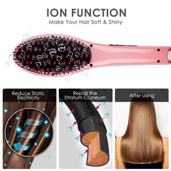 LED ekranas tiesiai garo plaukai tiesūs moterų plaukų šukos su keramika Elektros Plaukų Formavimo Šepetys Joninis Plaukų ištiesinimo priemonės Šepetys