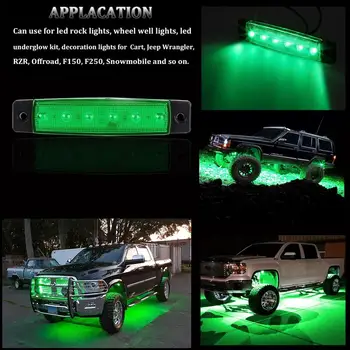 Žalia 4 Ankščių LED Roko Žibintai Underbody Šviesos Jeep Offroad Valtis Sunkvežimių UTV ATV Lova Pagal Kūno Rūko Žibintas