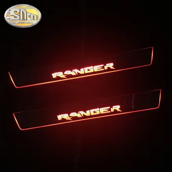 SNCN Vandeniui Akrilo Juda LED Sveiki Pedalą Automobilis Nusitrinti Plokštė Pedalo Durų Slenksčio Kelias Šviesos Ford Ranger - 2019 2020