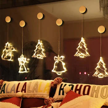 Kalėdų LED Bell siurbtukas Šviesos Interjerams Dekoruoti Cupule Šviesos Bell Star Angelas Sniego Stiklo siurbtukas Šviesos Dekoras