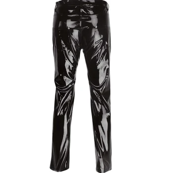 Plius Dydžio Seksualus, Juodos odinės kelnės su užtrauktukais apatinis Trikotažas Egzotinių latekso kelnės vyrams Catsuit PVC Etape Clubwear gėjų fetišas Kelnės