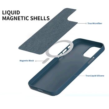 PINZHENG Magnetinis Skystis Silikono Atveju iPhone, 12 Pro Max Visiškai Minkštas Apsauginis Dangtelis Skirtas iPhone 12 Pro 12 Mini Magsafe Atveju