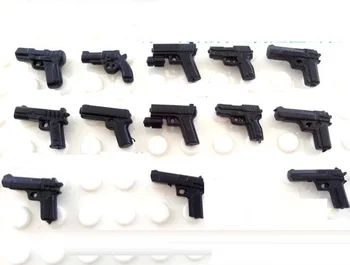 13pcs/daug Pistoletas ginklai armijos miesto swat policija modelis rinkiniai Plytos, originalios duomenys kariuomenės karinių Blokų mini Žaislai Vaikams