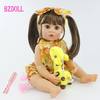 55cm Full Body Silikono Reborn Baby Doll Žaislas Realus 22inch Vinilo Gyvas Kūdikių Dress Up Princess Bamblys Mergina Gimtadienio Dovana