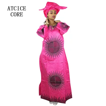 Medvilnės medžiagos afrikos heidi bazin siuvinėjimo dizainą, ilga suknelė po vieną du vnt