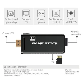 Aukštos Kokybės 32GB/64GB Atnaujintas USB Belaidžio Konsolės Žaidimas Stick Vaizdo Žaidimų Konsolės 8 Bitų Mini Retro Valdytojas HDMI Išėjimas