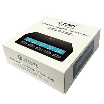 ILepo Juoda/Balta QC3.0 USB Įkroviklis MUMS/ES/JK Plug 50W Smart įkrovimo 5V3A 9V2A 12V1.5A 