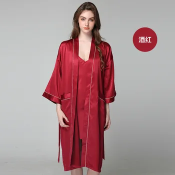 Pavasarį Moterų Grynos Spalvos, Paprasti Homewear Diržas korėjos Mados Pižamą Apatiniai Šilko Ponios Kostiumas Pižama Nustatyti Naują Atvykimo 2021