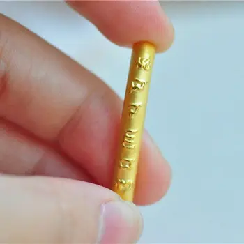 Grynas 999 24k Geltonojo Aukso Unisex Pakabukas 3D Sėkmės Šešių žodis Šūkis Granulių 0.8-1.1 g