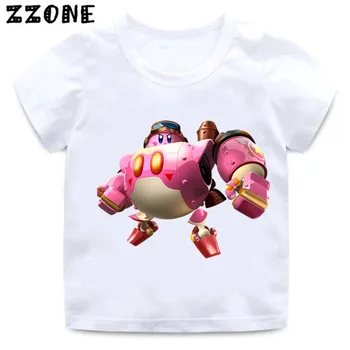 Berniukų ir Mergaičių Animacinių Arcade Koliažas Kirby Spausdinti marškinėliai Vaikams Kirby ' s Adventure Juokinga Drabužius Kūdikiui Vasaros White T-shirt,HKP5219