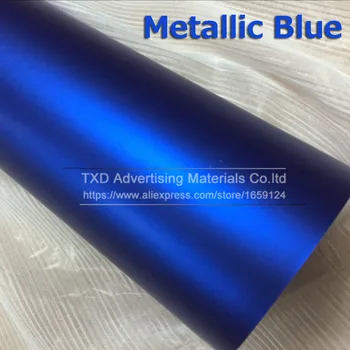 Mėlyna Metallic Matt Vinyl wrap Car Wrap Su Oro Burbulas Nemokama 