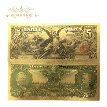 10vnt/daug Gražus Amerikos Banknotų 1896 Metų 5 USD Dolerio Banknotų 24k Auksu Netikrą Popierinių Pinigų Kolekcija