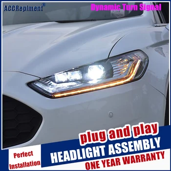 Automobilių Stiliaus LED Galvos Lempa Ford Mondeo Sintezės led žibintai 2013-2016 m. signalo led drl H7 hid Bi-Xenon Objektyvas artimąsias